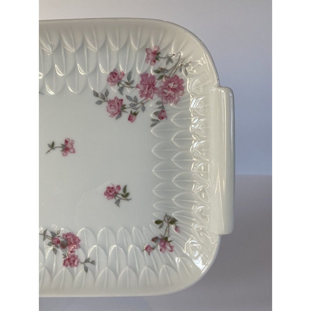L. Bernardaud Limoges Platter Tray Vintage Porcelain White Pink 6.5" x 15 3/4" - Picture 5 of 10